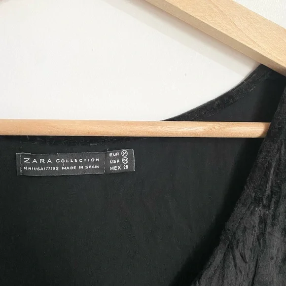 Zara Velvet Style V-Neck Sleeveless Top Size M Black - Picture 4 of 9